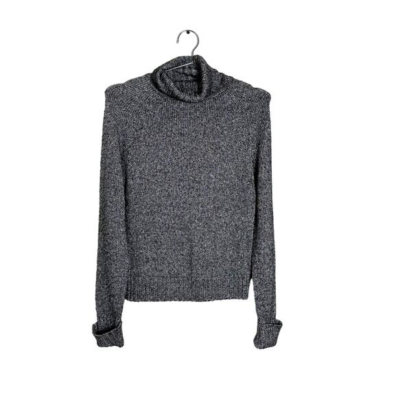 Anthropologie Coretta Shine Turtleneck Sweater Black Shimmer Wool Blend sz XS - Picture 5 of 10